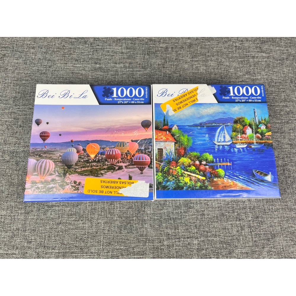 Bei Bi La 1000 Piece Jigsaw Puzzle Set Hot Air Balloons & Lakeside Village 2pack